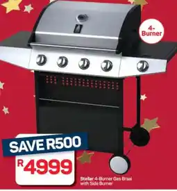 Pick n Pay Hypermarket Stellar 4-Burner Gas Braai with Side Burner offer