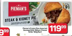 Pick n Pay Hypermarket Pieman's Frozen Pies Assorted, Sausage Rolls 160g or Cheese Griller 180g Each offer