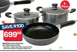 Pick n Pay Hypermarket Real Chef 5-Piece Essential Non-Stick Pots and Pan offer
