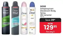 Makro Dove Antiperspirant Deodorant Body Spray offer