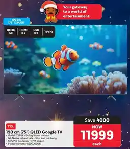 Makro TCL 190 cm 75" QLED Google TV offer