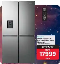 Makro Hisense 4-Door Frost- Free Fridge with Water Dispenser offer