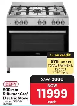 Makro DEFY 5-Burner Gas/ Electric Stove offer