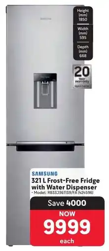 Makro SAMSUNG Frost-Free Fridge with Water Dispenser offer