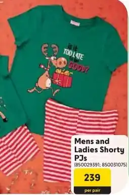 Makro Mens and Ladies Shorty PJs offer