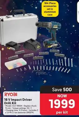 Makro RYOBI 18 V Impact Driver Drill Kit offer