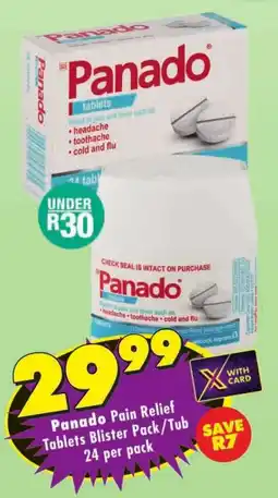 Shoprite Panado Pain Relief Tablets Blister Pack/ Tub offer