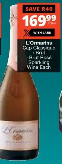 L'Ormarins Cap Classique, Brut, Brut Rosé Sparkling Wine