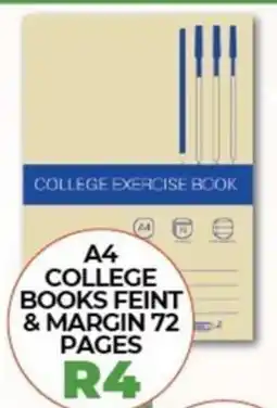 1UP A4 college books feint & margin 72 pages offer