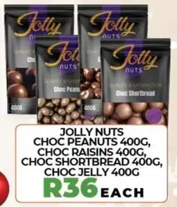 1UP Jolly nuts choc peanuts, choc raisins, choc shortbread, choc jelly offer