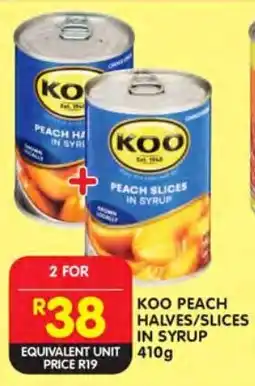 Shoprite Koo peach halves/ slices in syrup offer