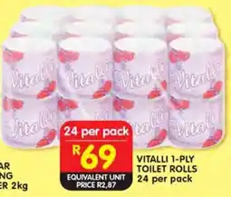 Shoprite Vitalli 1-ply toilet rolls offer