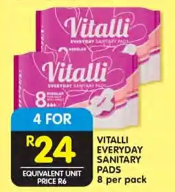 Shoprite Vitalli everyday sanitary pads offer