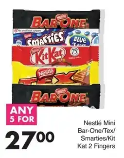 Save Nestlé Mini Bar-One/ Tex/ Smarties/ Kit Kat 2 Fingers offer