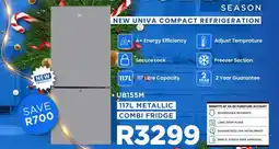 OK Furniture UB155M 117L Metallic Combi Fridge offer