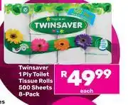 Game Twinsaver 1 Ply Toilet Tissue Rolls 500 Sheets 8 Pack-Each offer