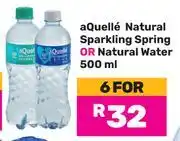Game Aquelle Natural Sparkling Spring Or Natural Water-For 6 x 500ml offer