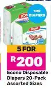 Game Econo Disposable Diapers 20 Pack Assorted Sizes-For 5 offer