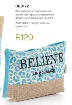 Honey Fashion Accessories Honey blue and neutral tone canvas and hessian utility pouch offer