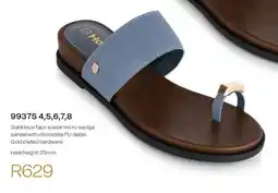Honey Fashion Accessories Honey Slate blue faux suede micro wedge sandal with chocolate PU detail offer