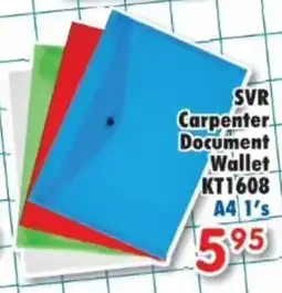 DB Cash And Carry SVR Carpenter Document Wallet KT1608 A4 offer