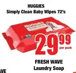 Boxer HUGGIES Simply Clean Baby Wipes 72's offer
