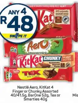 Pick n Pay Nestlé Aero, KitKat 4 Finger or Chunky Assorted, BarOne, Tex or Smarties offer