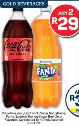 Pick n Pay Coca-Cola Zero, Light or No Sugar No Caffeine, Fanta, Sprite or Stoney Ginger Beer Zero Flavoured Carbonated Soft Drink offer
