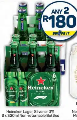 Pick n Pay Heineken Lager, Silver or 0% Non-returnable Bottles offer