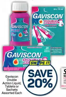 Pick n Pay Gaviscon Double Action Liquid, Tablets or Sachets Assorted offer