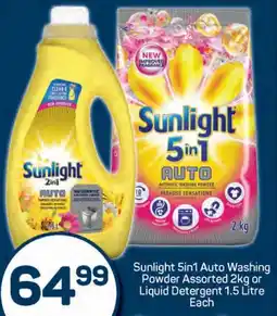 Pick n Pay Sunlight 5in1 Auto Washing Powder Assorted or Liquid Detergent offer