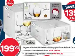 Pick n Pay Pauline Crystal White or Red Wine or Champagne Flute offer