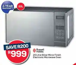 Pick n Pay Russell Hobbs Silver Mirror Finish Electronic Microwave Oven offer