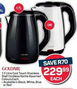 Pick n Pay Goldair Cool Touch Stainless Stell Cordless Kettle Assorted Colours offer
