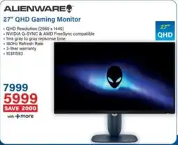 Incredible Connection Alienware 27" QHD Gaming Monitor offer