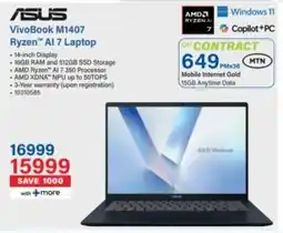 Incredible Connection ASUS VivoBook M1407 Ryzen AI 7 Laptop offer