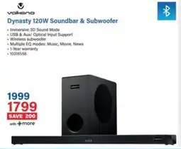 Incredible Connection Volkano Dynasty 120W Soundbar & Subwoofer offer