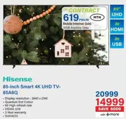 Incredible Connection Hisense 85-inch Smart 4K UHD TV- 85A6Q offer