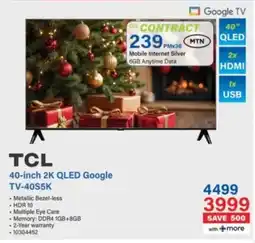 Incredible Connection TCL 40-inch 2K QLED Google TV-40S5K offer