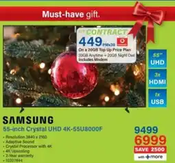 Incredible Connection Samsung 55-inch Crystal UHD 4K-55U8000F offer