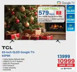 Incredible Connection TCL 65-inch QLED Google TV-65P8K offer
