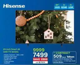 Incredible Connection Hisense 65-inch Smart 4K UHD TV-65A6Q offer