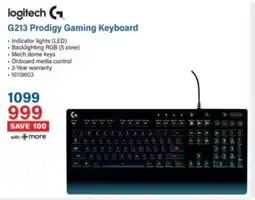 Incredible Connection Logitech G213 Prodigy Gaming Keyboard offer