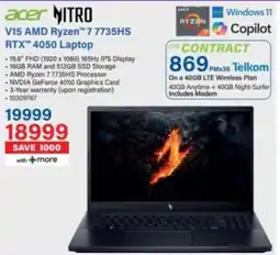 Incredible Connection Acer V15 AMD Ryzen 7 7735HS RTX 4050 Laptop offer