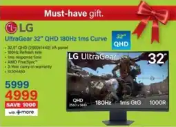 Incredible Connection LG UltraGear 32" QHD 180Hz 1ms Curve offer