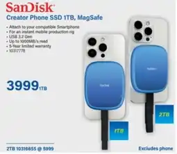 Incredible Connection SanDisk Creator Phone SSD 1TB, MagSafe offer