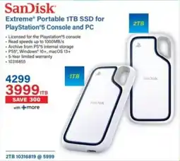 Incredible Connection SanDisk Extreme Portable 1TB SSD for PlayStation 5 Console and PC offer