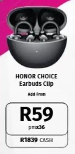 Vodacom Honor Choice Earbuds Clip offer