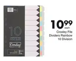 Save Croxley File Dividers Rainbow 10 Division offer