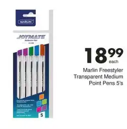 Save Marlin Freestyler Transparent Medium Point Pens offer